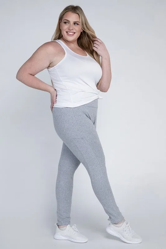 Plus Cotton Leggings with Pockets