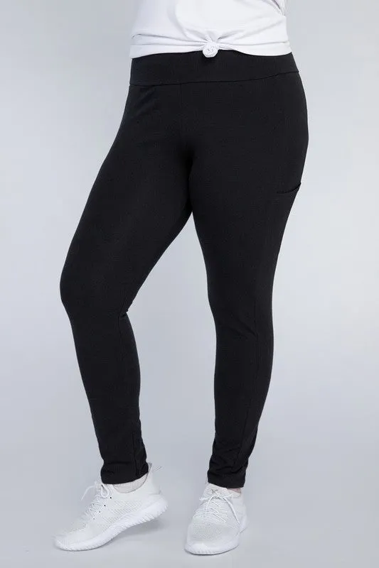 Plus Cotton Leggings with Pockets