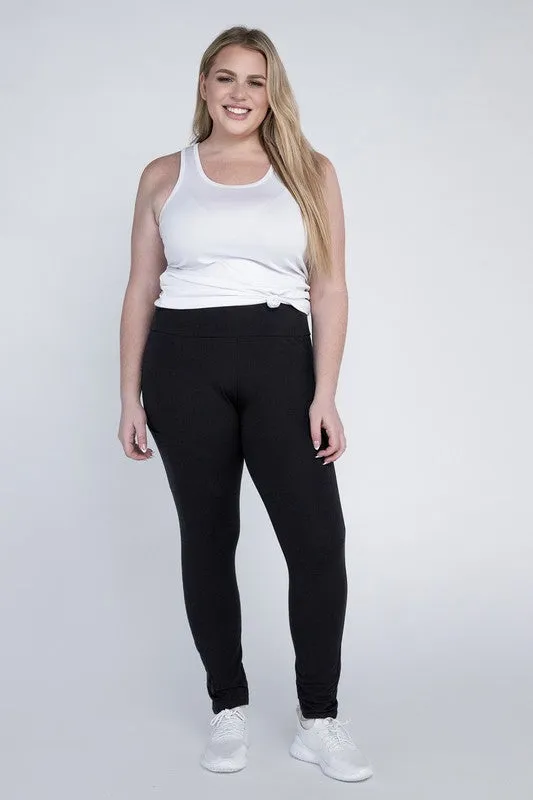 Plus Cotton Leggings with Pockets