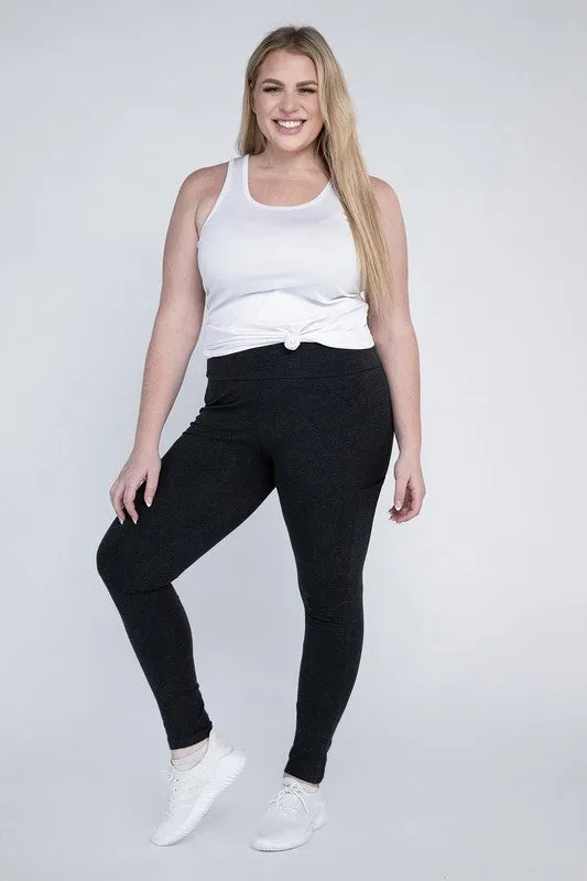 Plus Cotton Leggings with Pockets