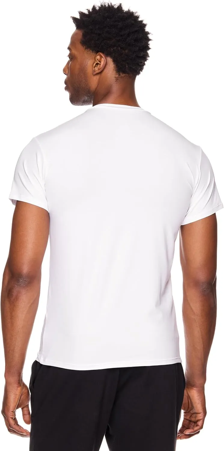RBX Active Men's V-Neck Undershirts, Short Sleeve Soft and Breathable 2-Pack Moisture Wicking T-Shirts for Men