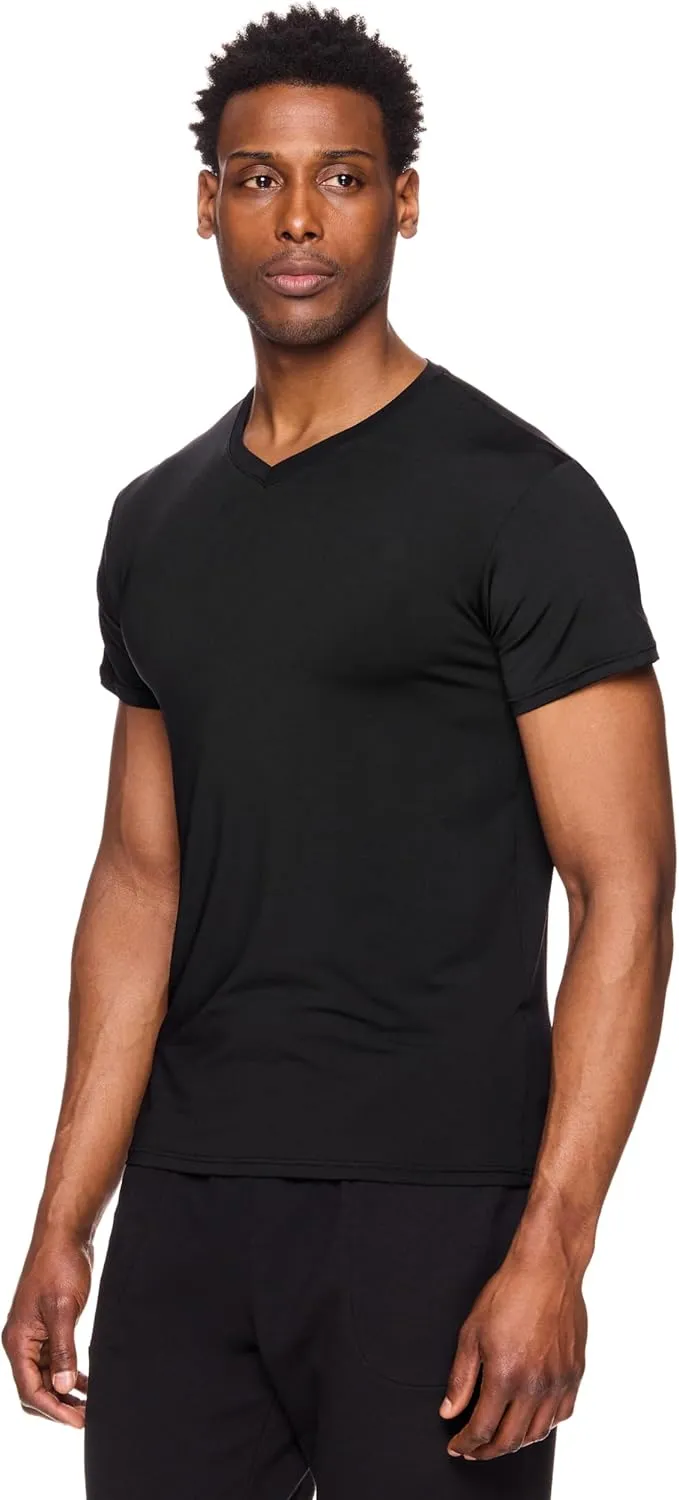 RBX Active Men's V-Neck Undershirts, Short Sleeve Soft and Breathable 2-Pack Moisture Wicking T-Shirts for Men