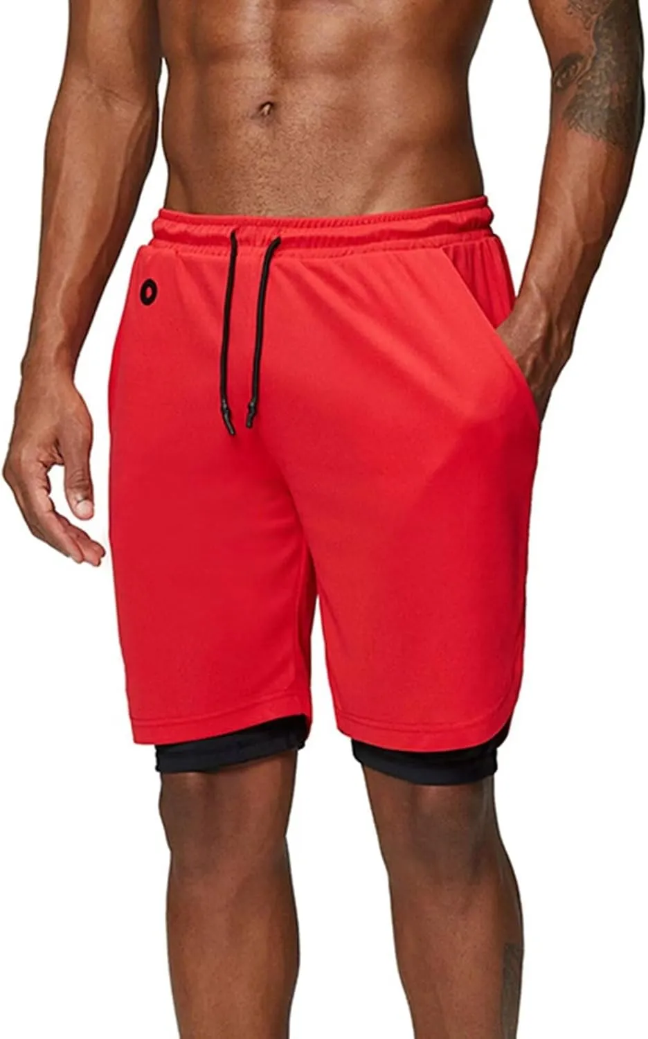 Rivccku Mens 2 in 1 Running Shorts Quick Dry Athletic Shorts with Liner, Workout Shorts with Zip Pockets