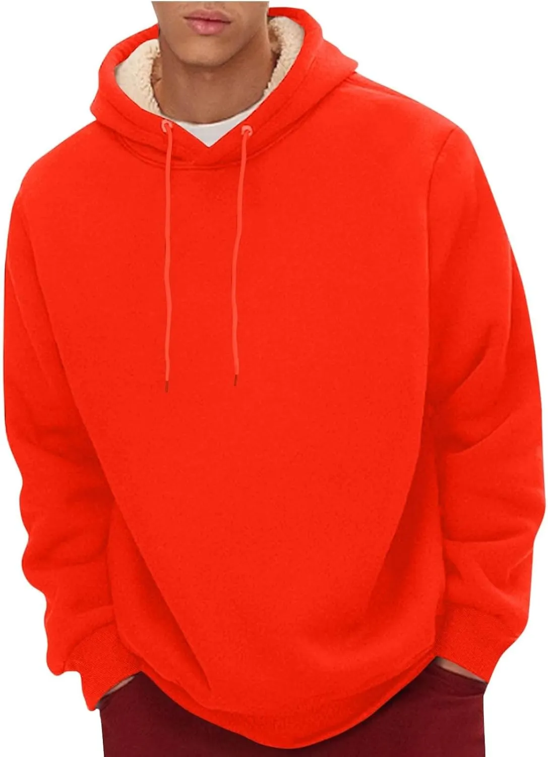 RTTUIOP Hoodies for Men Sherpa Lined Thermal Winter Sweatshirt Casual Fashion Fleece Lined Hoodie Pullover