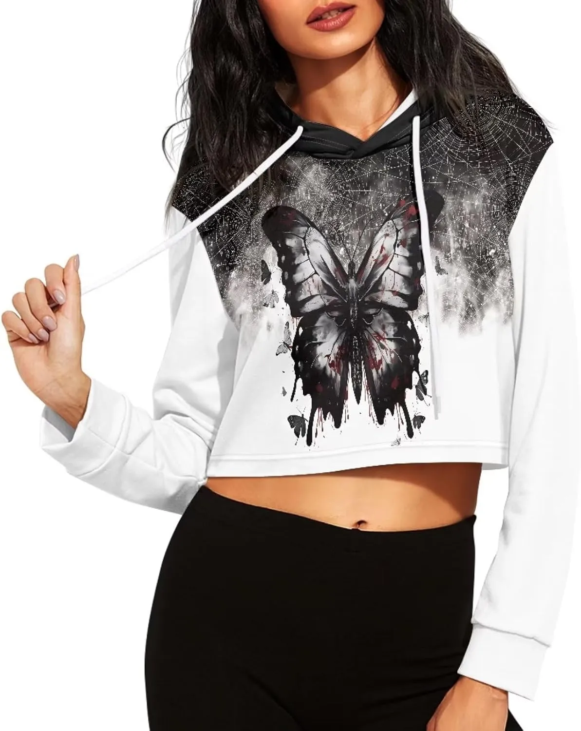 Short Hoodies Sweatshirts Fleece Hooded Pullover Tops Sweaters Casual Comfy Fall Fashion Outfits Clothes