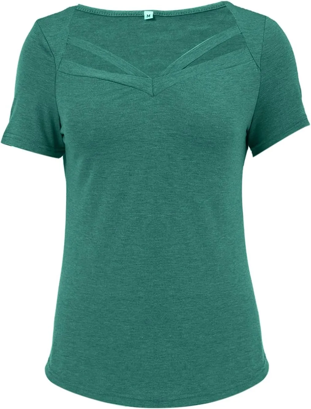 Short Sleeve Shirts for Women Vneck Hollow Crossed Solid Color Tshirts Casual Fashion Breathable Comfy Vacation Tees