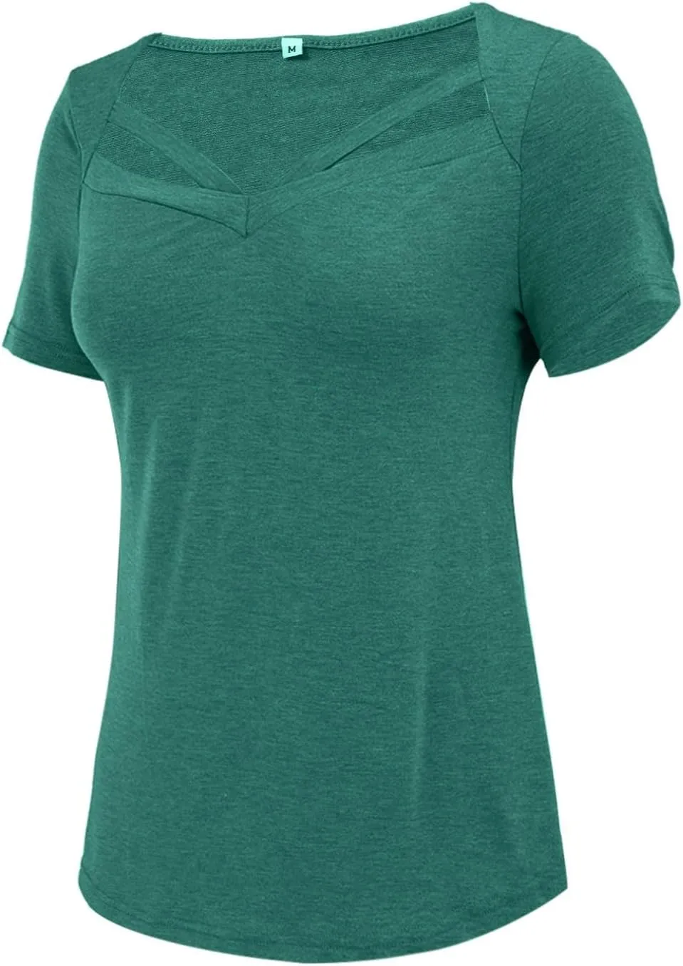 Short Sleeve Shirts for Women Vneck Hollow Crossed Solid Color Tshirts Casual Fashion Breathable Comfy Vacation Tees
