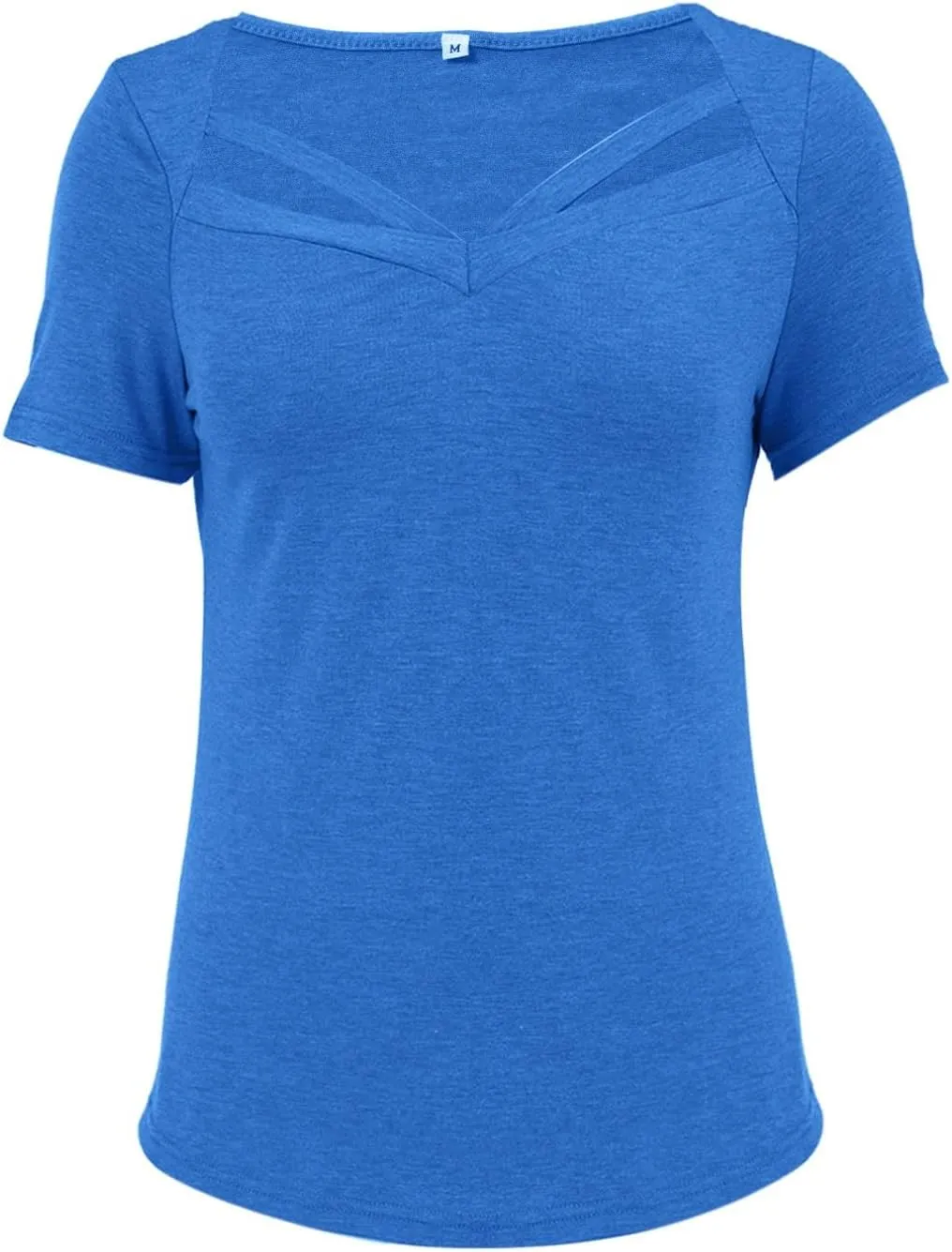 Short Sleeve Shirts for Women Vneck Hollow Crossed Solid Color Tshirts Casual Fashion Breathable Comfy Vacation Tees