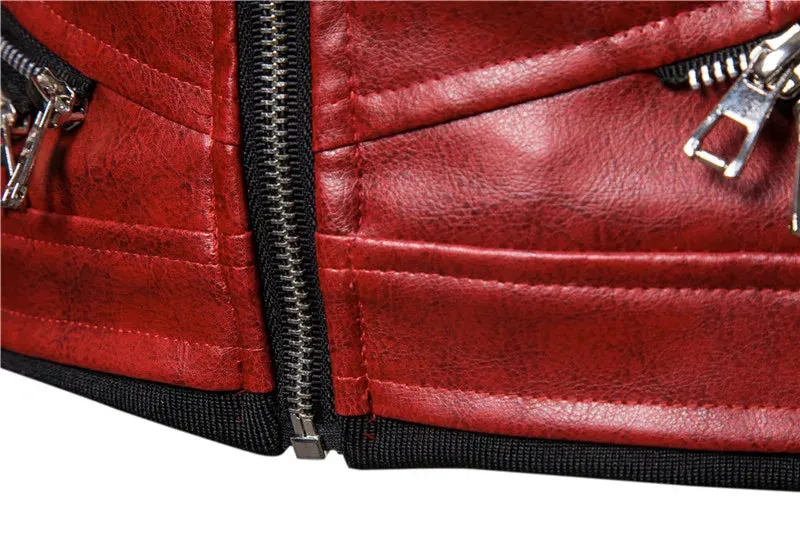 Winter Men's Plush Fur Collar Leather Jacket Casual Fashion Thick Wind-proof Leather Jackets Man