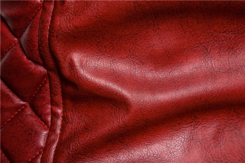 Winter Men's Plush Fur Collar Leather Jacket Casual Fashion Thick Wind-proof Leather Jackets Man