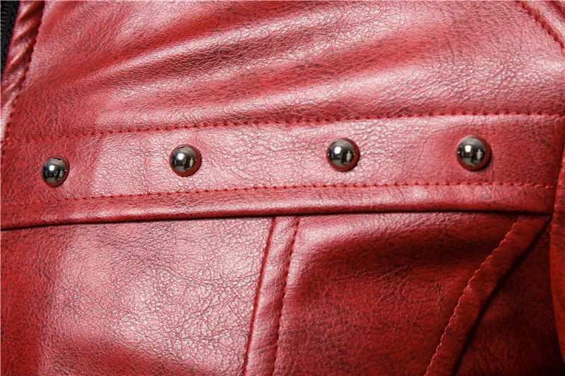 Winter Men's Plush Fur Collar Leather Jacket Casual Fashion Thick Wind-proof Leather Jackets Man