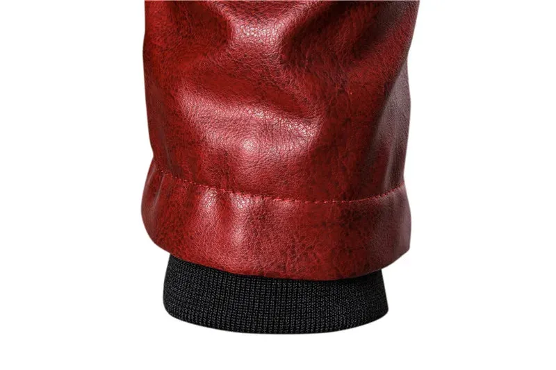 Winter Men's Plush Fur Collar Leather Jacket Casual Fashion Thick Wind-proof Leather Jackets Man
