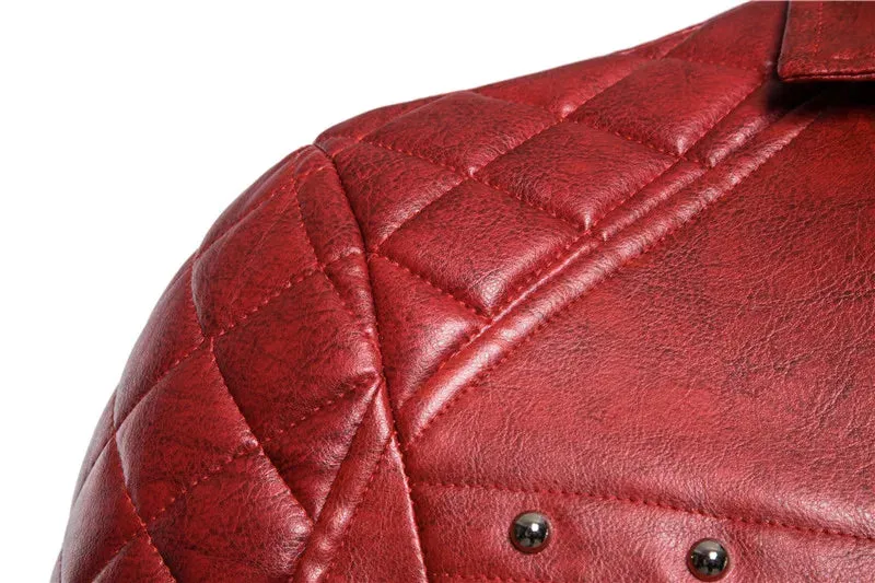 Winter Men's Plush Fur Collar Leather Jacket Casual Fashion Thick Wind-proof Leather Jackets Man