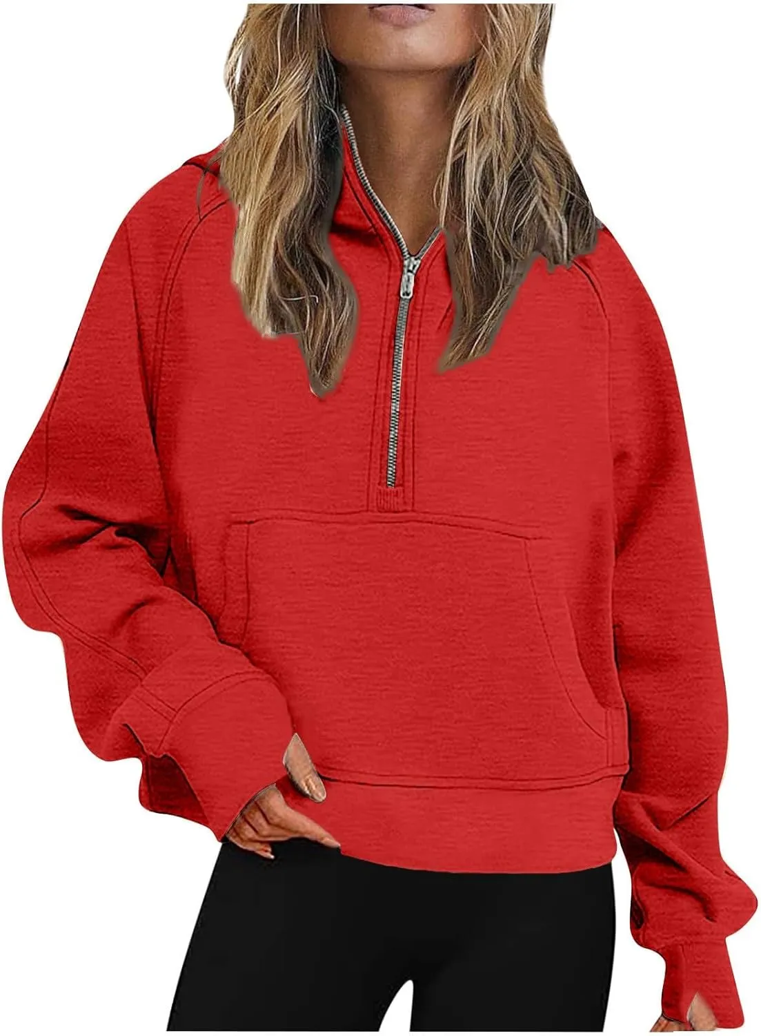 Zip Hoodie Womens Sweatshirts Half Zip Cropped Pullover Fleece Quarter Zipper Hoodies Fall Outfits Clothes