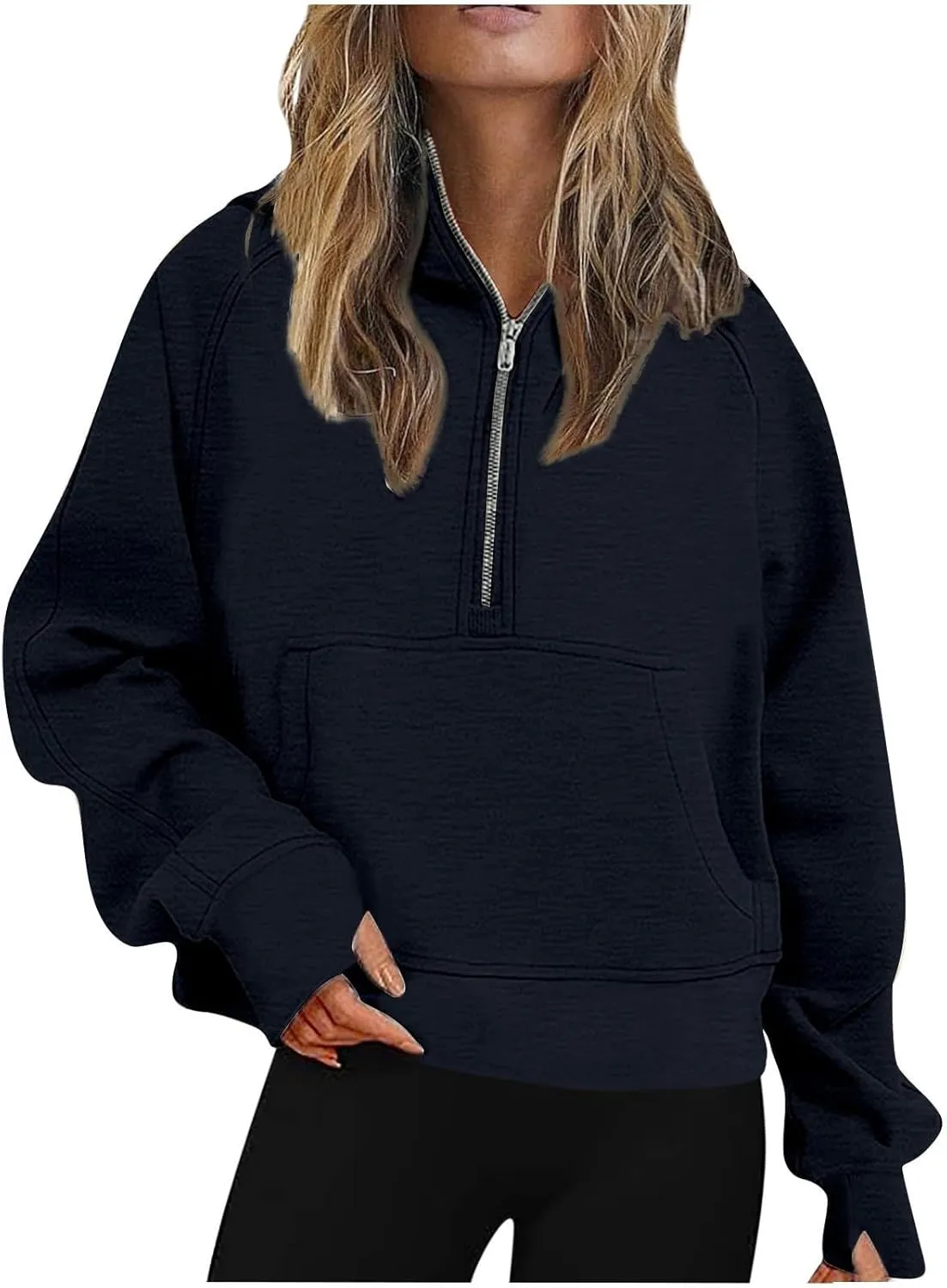 Zip Hoodie Womens Sweatshirts Half Zip Cropped Pullover Fleece Quarter Zipper Hoodies Fall Outfits Clothes