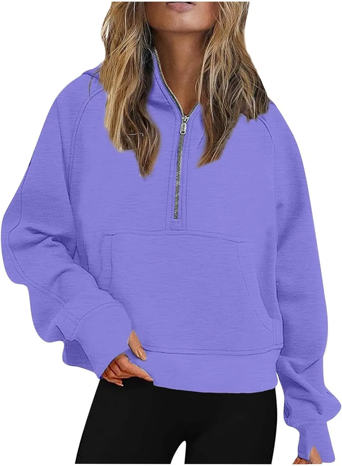 Zip Hoodie Womens Sweatshirts Half Zip Cropped Pullover Fleece Quarter Zipper Hoodies Fall Outfits Clothes